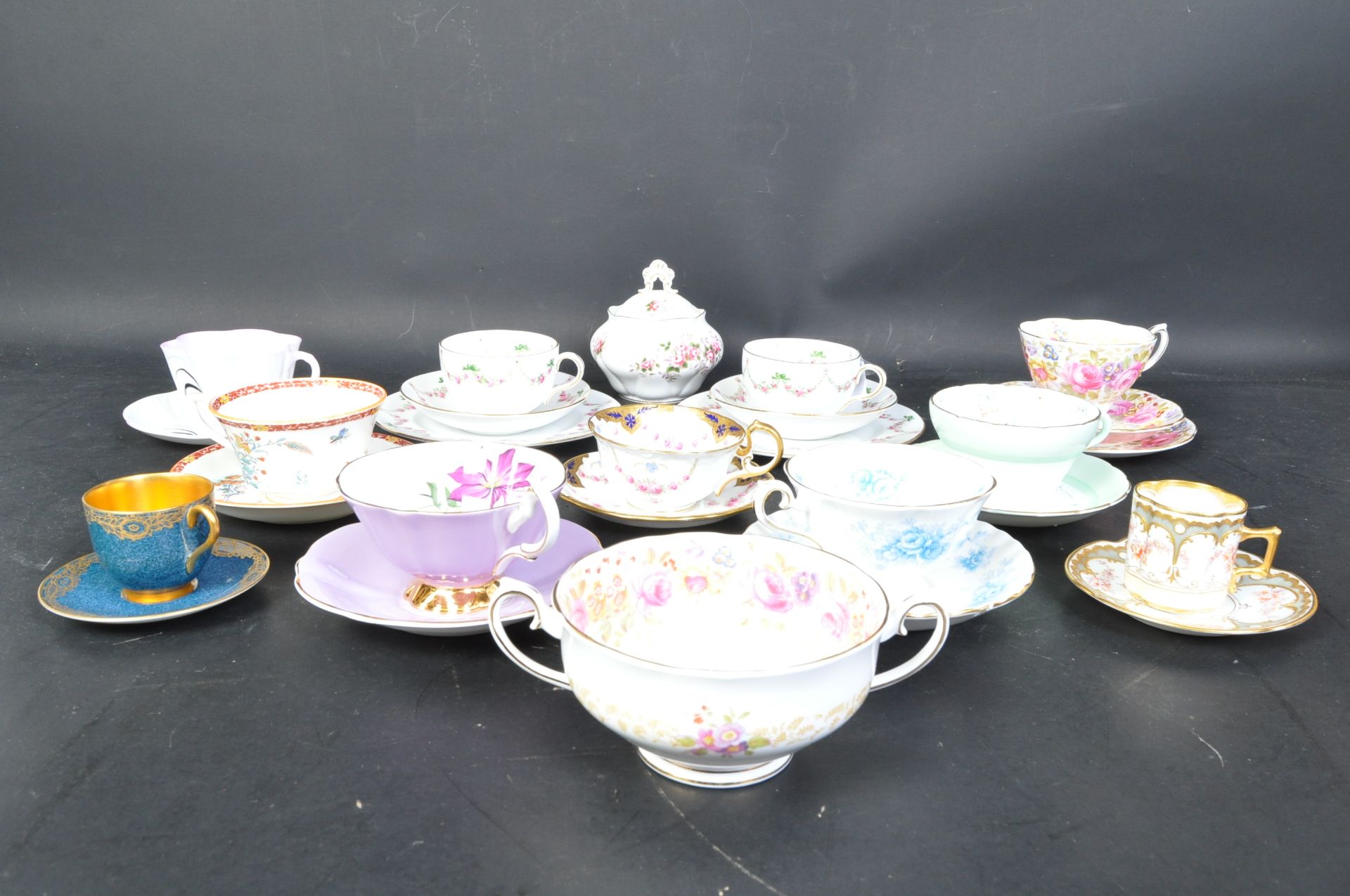 ASSORTMENT OF VINTAGE ENGLISH FINE BONE CHINA TRIOS - Image 2 of 8