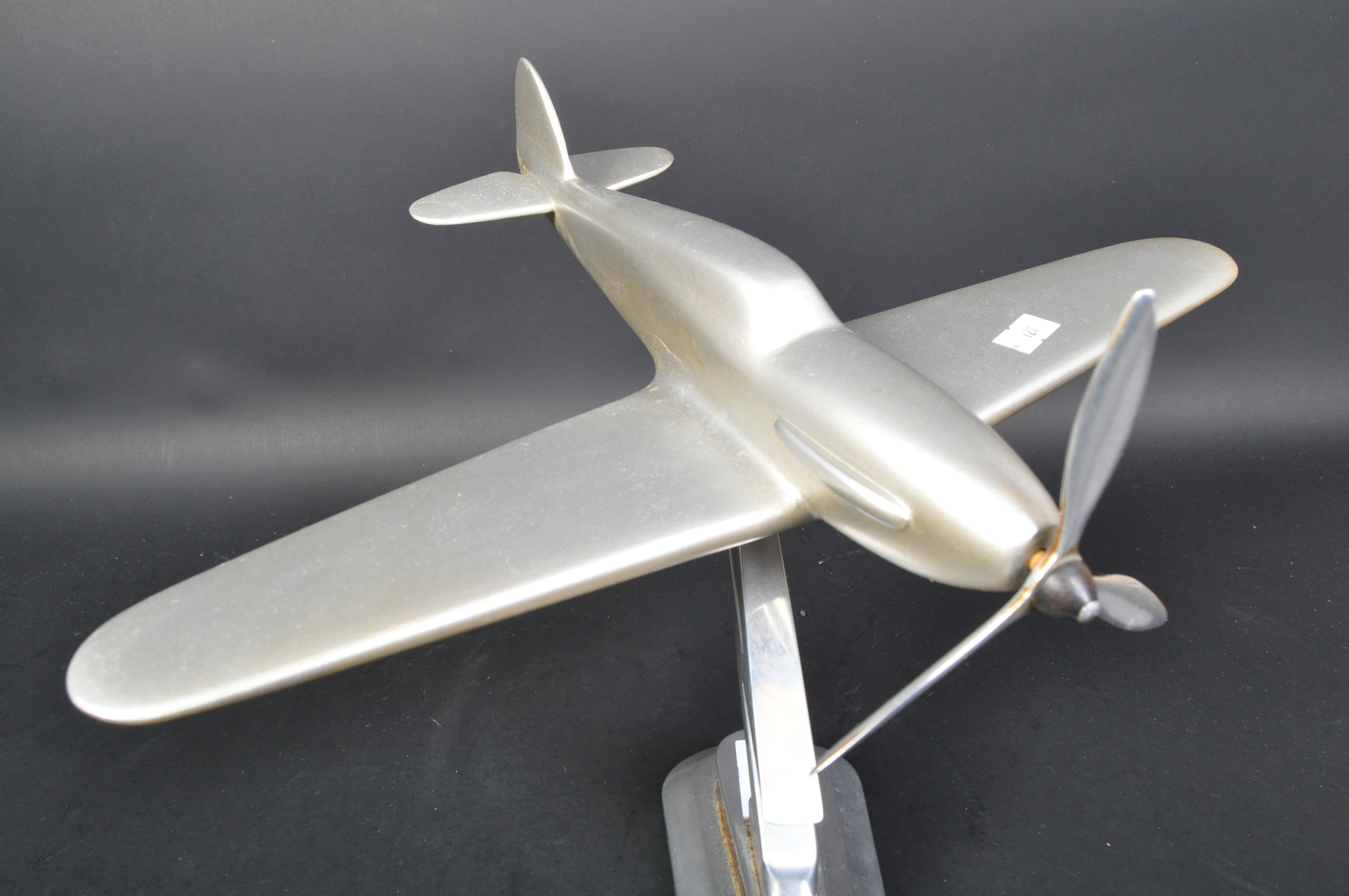 MODEL OF A WOODEN SPITFIRE ON METAL BASE - Image 4 of 5