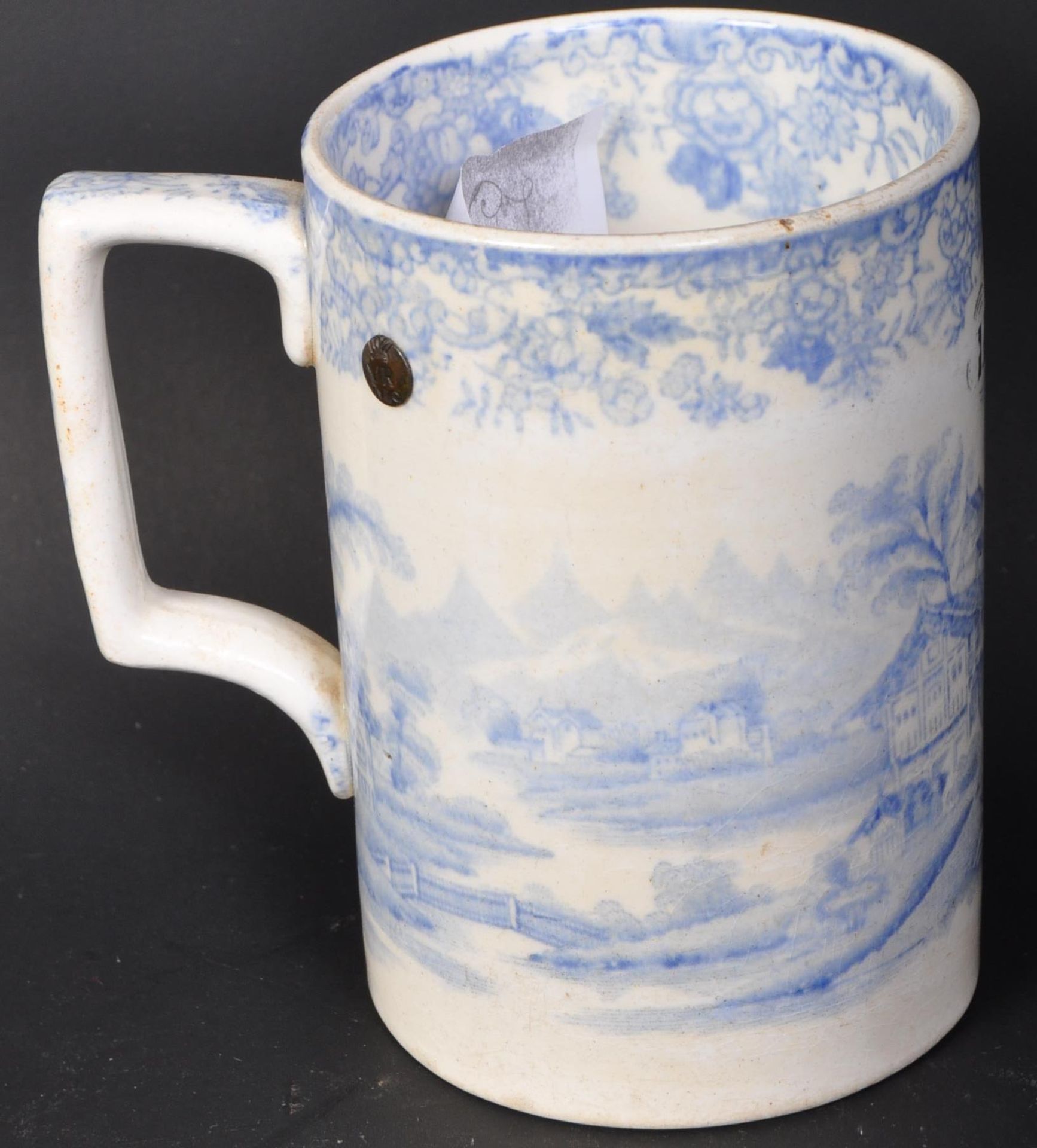 VICTORIAN CIRCA 1874 BLUE & WHITE CROWN POTTERY BRISTOL MUG - Image 3 of 4