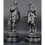 PAIR VICTORIAN MILTON SHAKESPEARE SPELTER FIGURINES