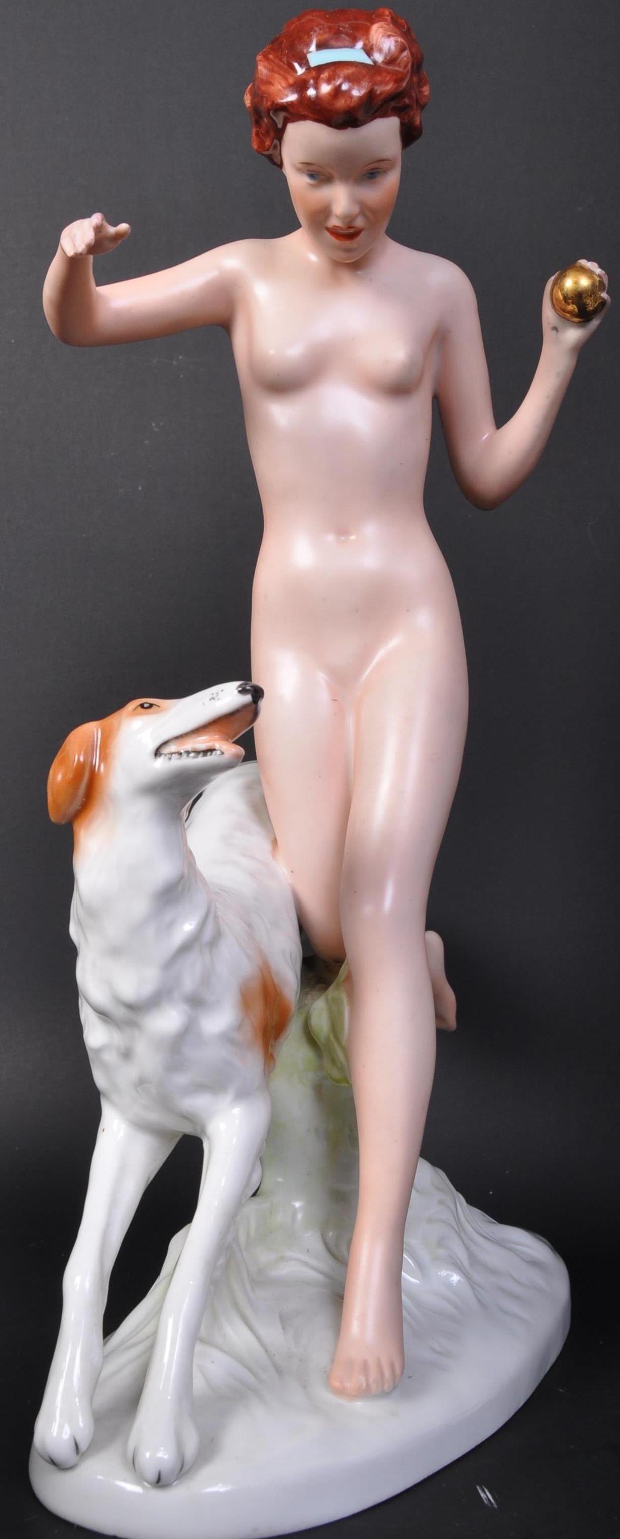 ART DECO ROYAL DUX STYLE PORCELAIN FIGURE OF DIANA - Image 2 of 6