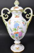 HUNGARIAN HEREND 'QUEEN VICTORIA' PATTERN URN LIDDED VASE