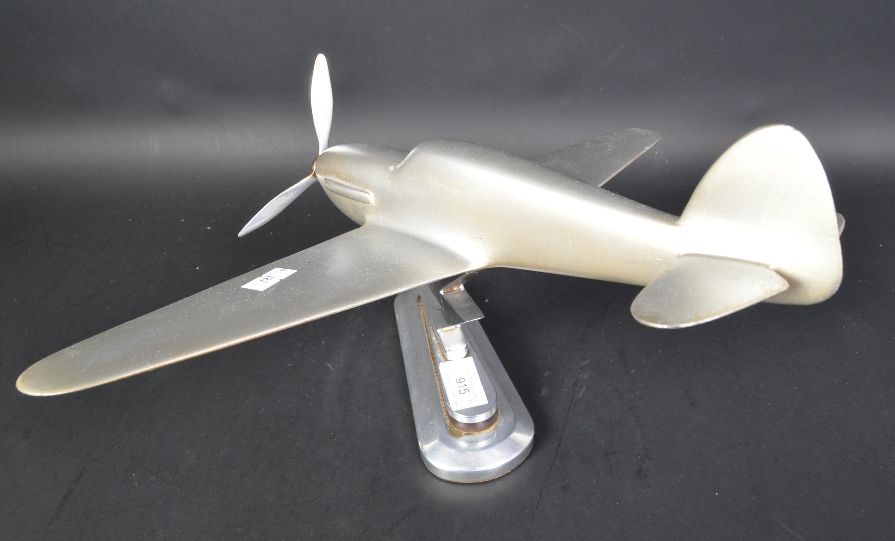 MODEL OF A WOODEN SPITFIRE ON METAL BASE - Image 2 of 5