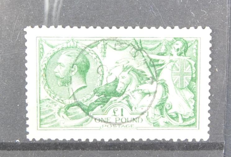 STAMPS - GEORGE V 1913 £1 GREEN SEAHORSE HIGH VALUE