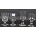 FOUR 19TH CENTURY GLASS RUMMER DRINKING GLASSES