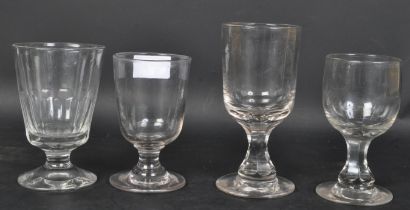 FOUR 19TH CENTURY GLASS RUMMER DRINKING GLASSES