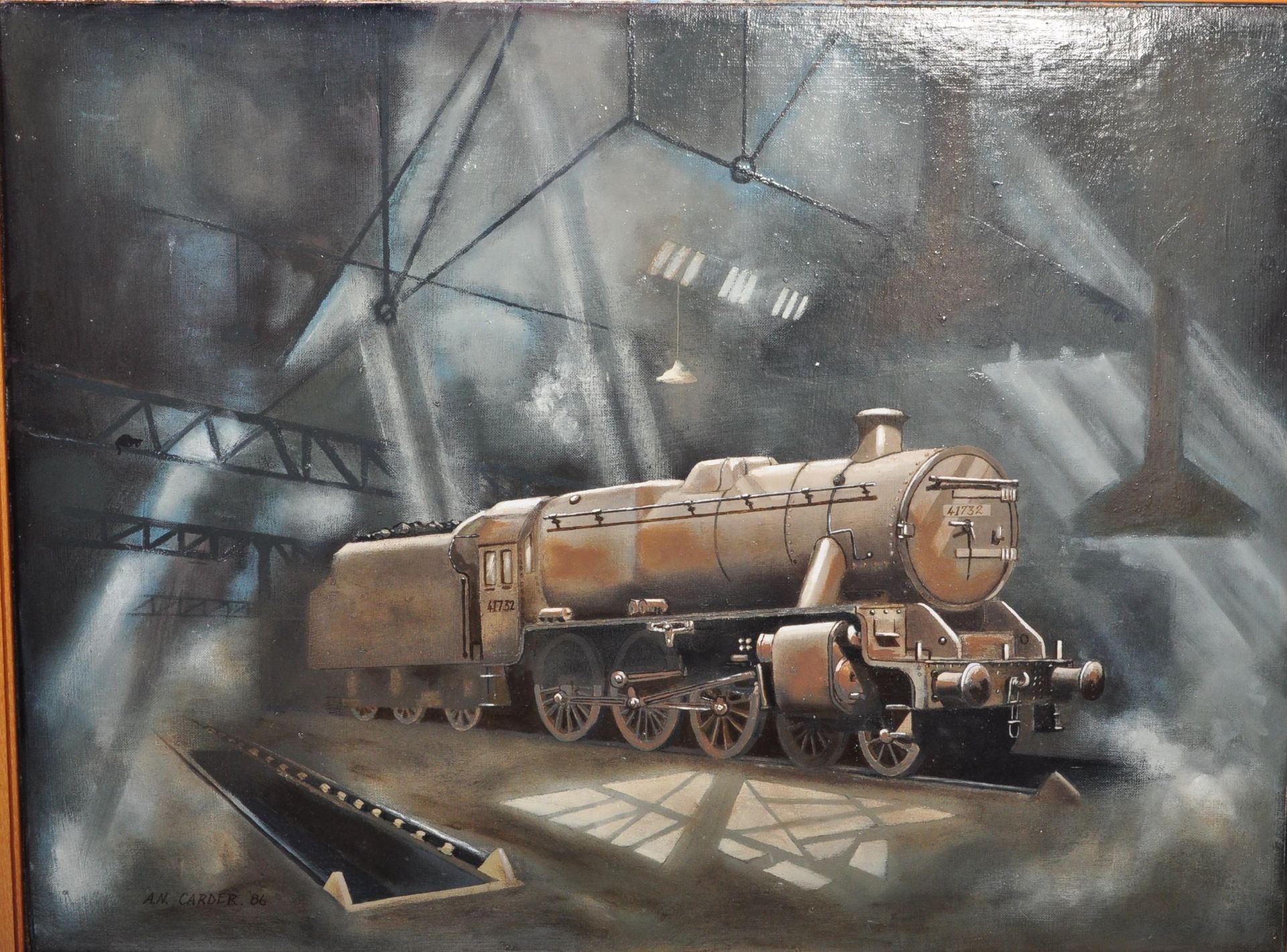 ANTHONY CARDER - OIL ON BOARD PAINTING OF A TRAIN - Image 5 of 5