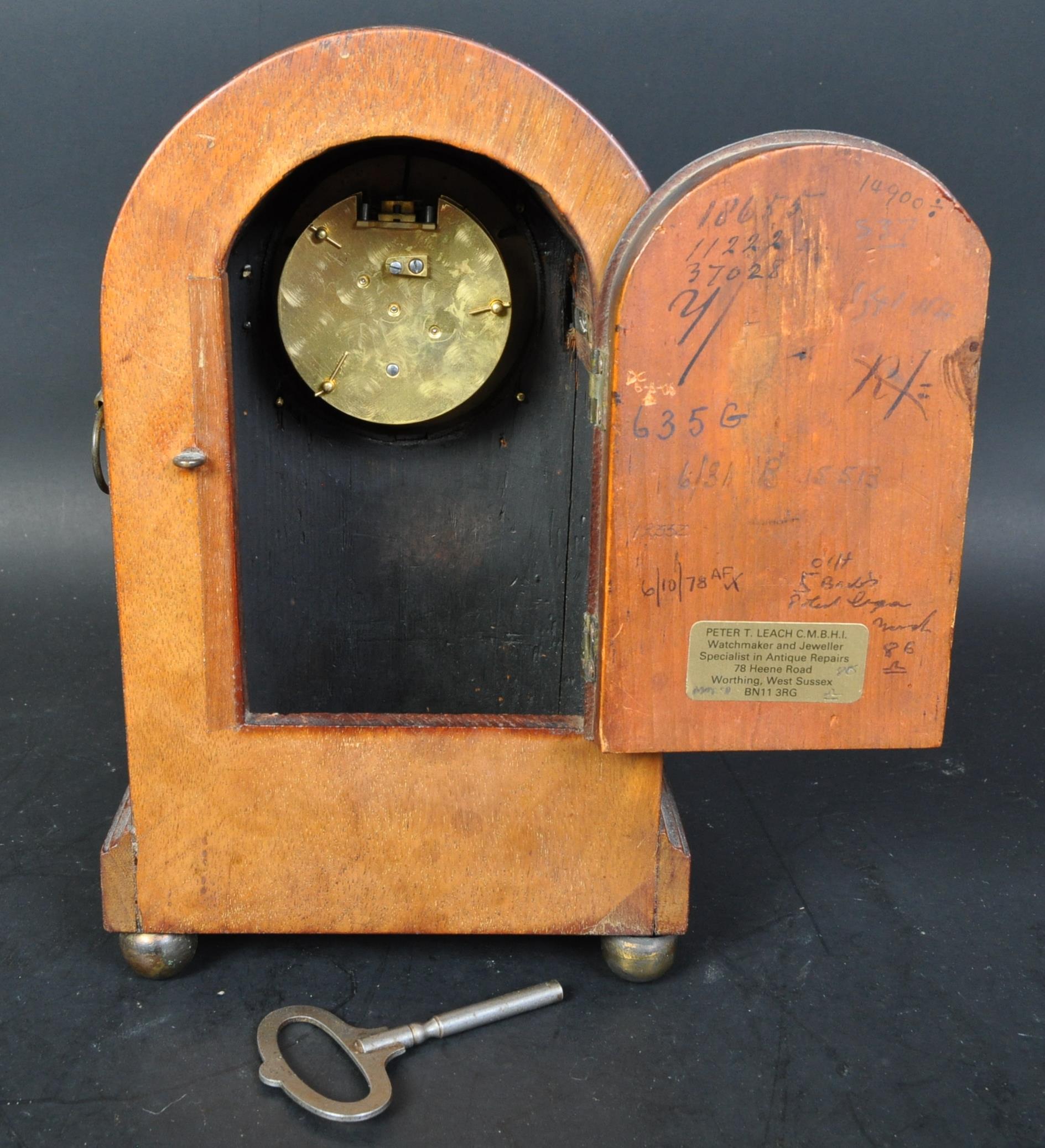 EDWARDIAN INLAID MANTEL CLOCK - Image 5 of 5