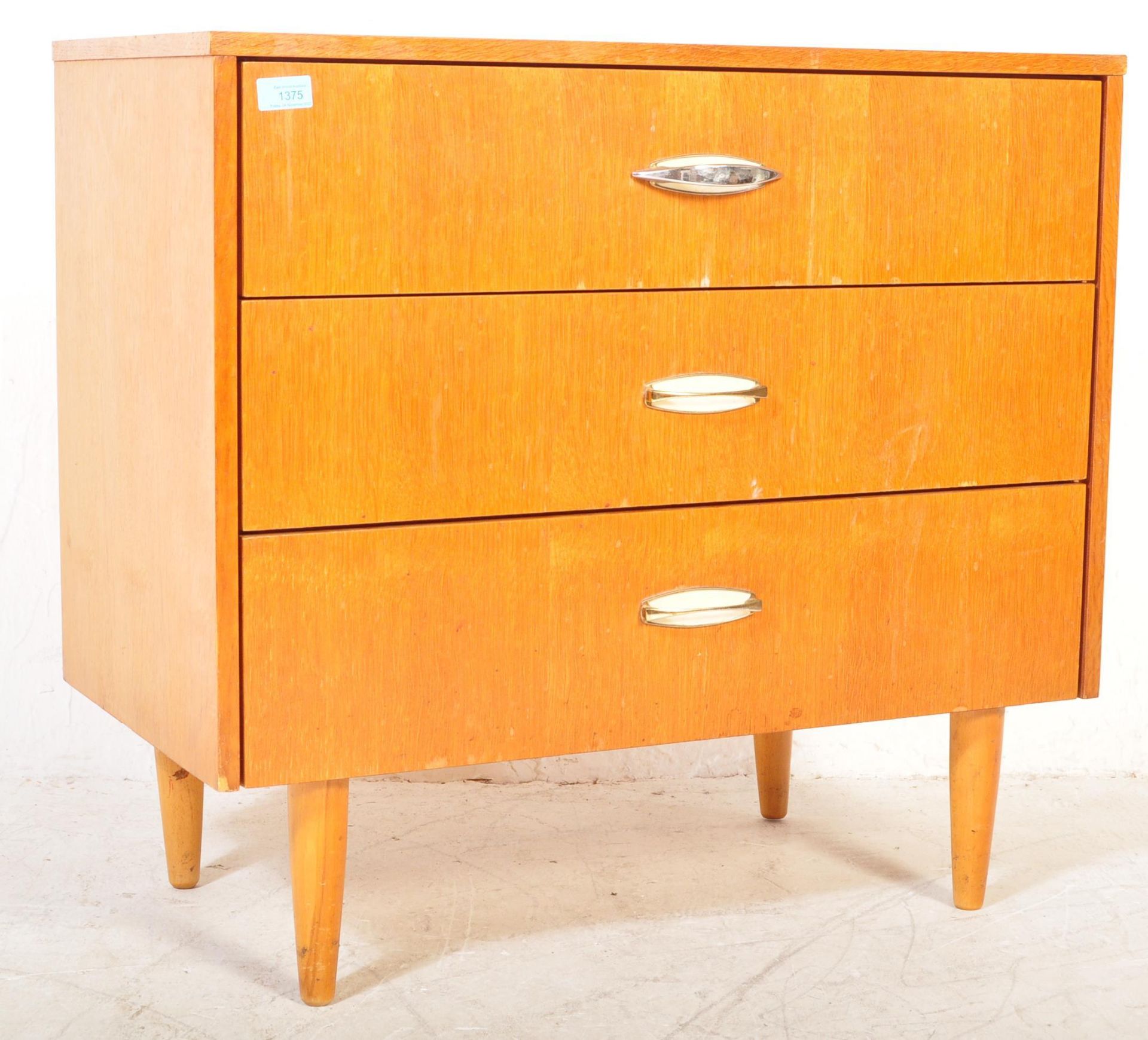 MID CENTURY BRITISH TEAK PEDESTAL CHEST OF DRAWERS