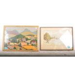 EARLY 20TH CENTURY J M AUSTIN LANDSCAPE & CROSS STITCH PICTURE