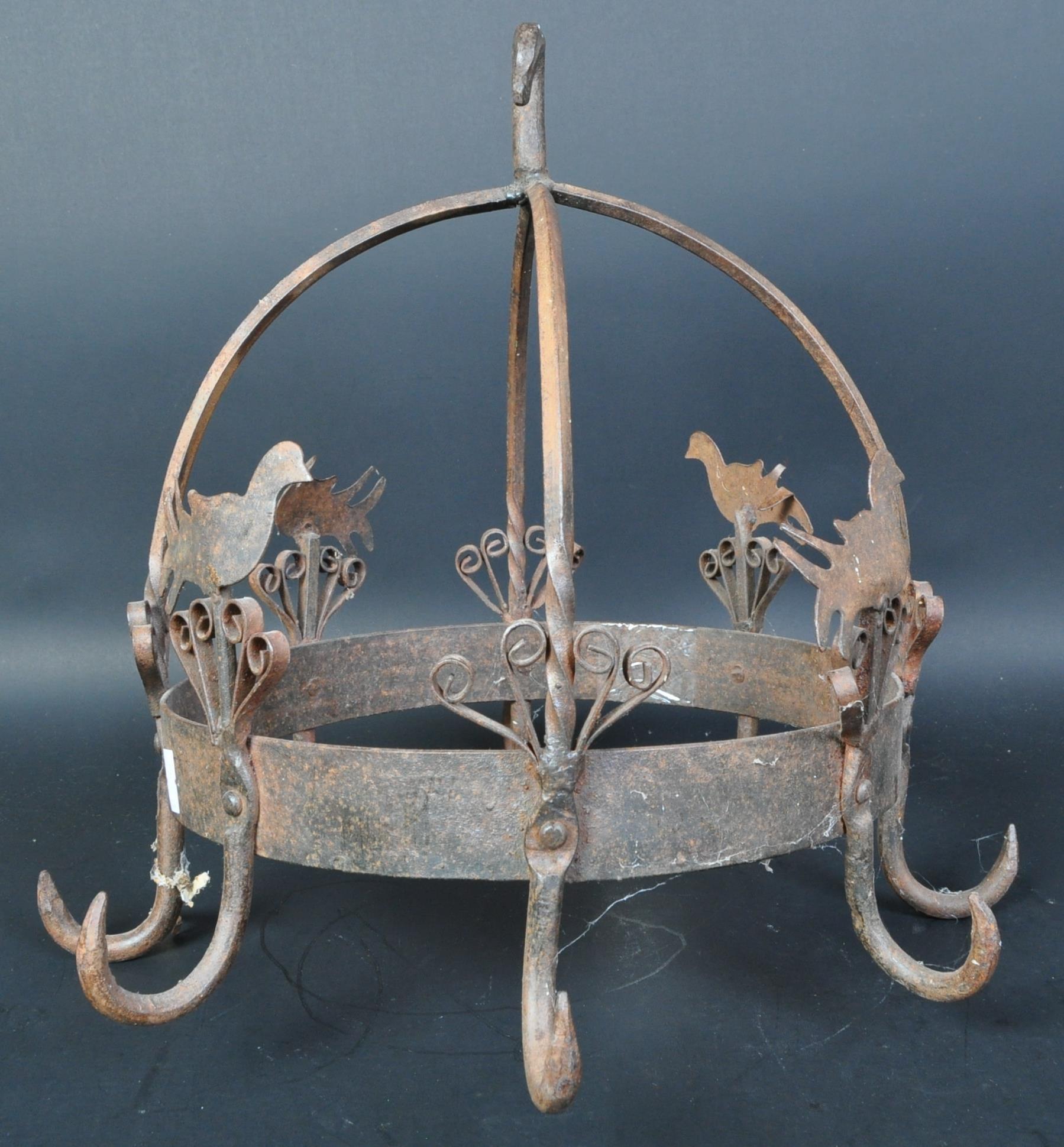 VICTORIAN HANGING WROUGHT ITON POT HOOK RACK