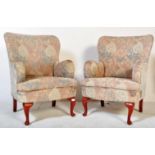 A PAIR OF QUEEN ANNE REVIVAL MANNER ARMCHAIRS