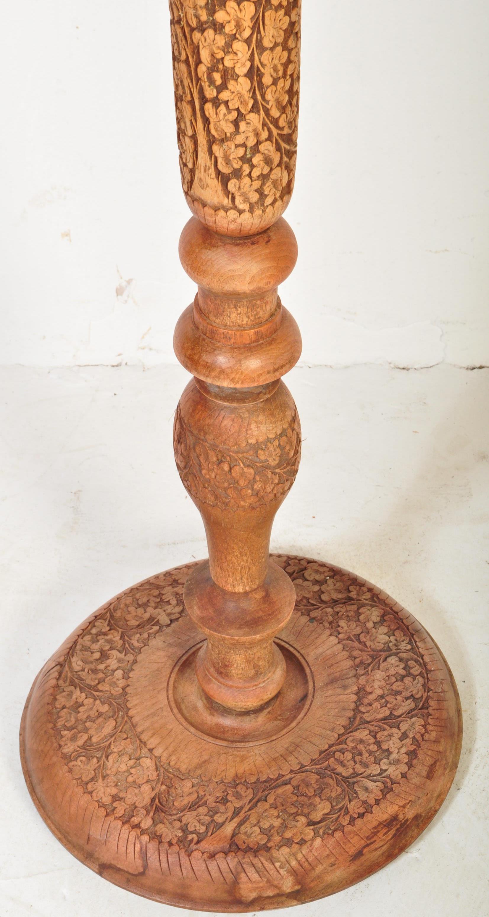 MID CENTURY CHINESE CARVED HARDWOOD STANDARD LAMP - Image 3 of 5