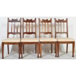 4 VICTORIAN 19TH CENTURY ARTS & CRAFTS OAK DINING CHAIRS
