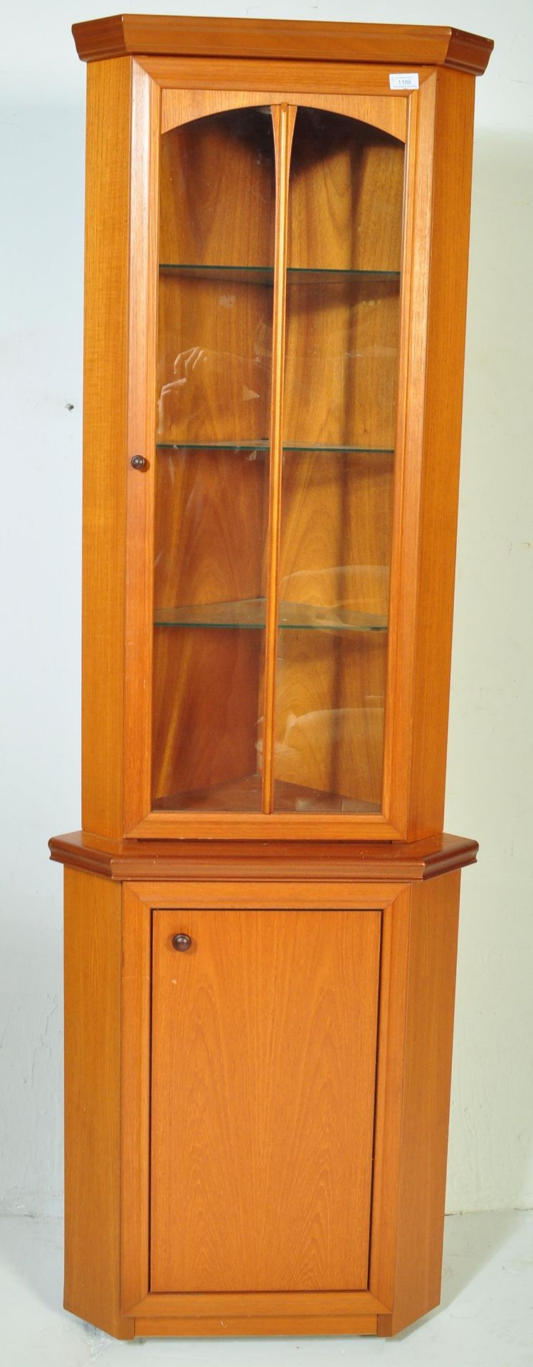 MID CENTURY TEAK UPRIGHT CORNER CABINET