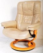 20TH CENTURY CREAM LEATHER STRESS LESS CHAIR