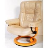 20TH CENTURY CREAM LEATHER STRESS LESS CHAIR