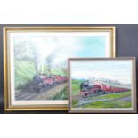 TWO 20TH CENTURY TRAIN PAINTINGS - GEOFF SAW - J EGGLETON