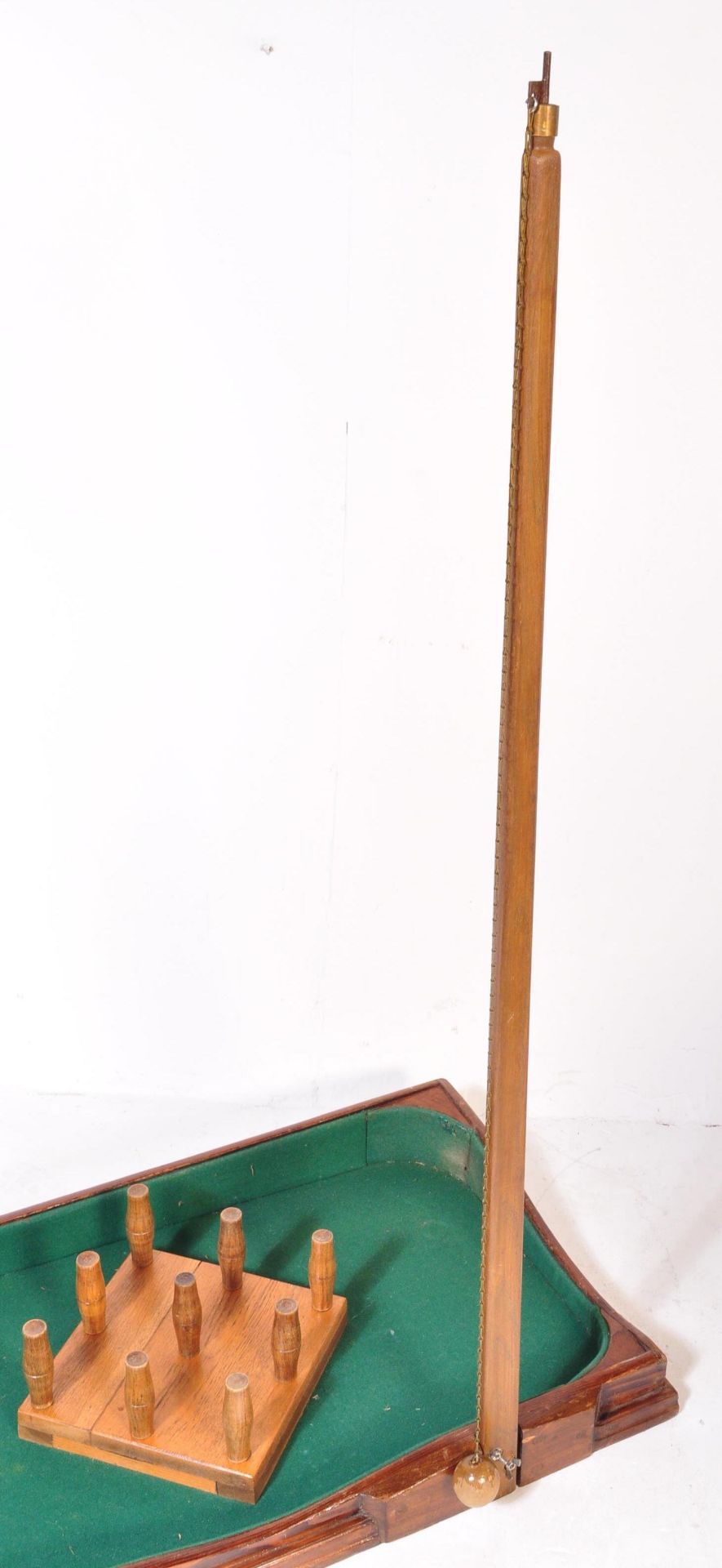 EARLY 20TH CENTURY MAHOGANY TABLE TOP SKITTLES GAME - Image 3 of 6