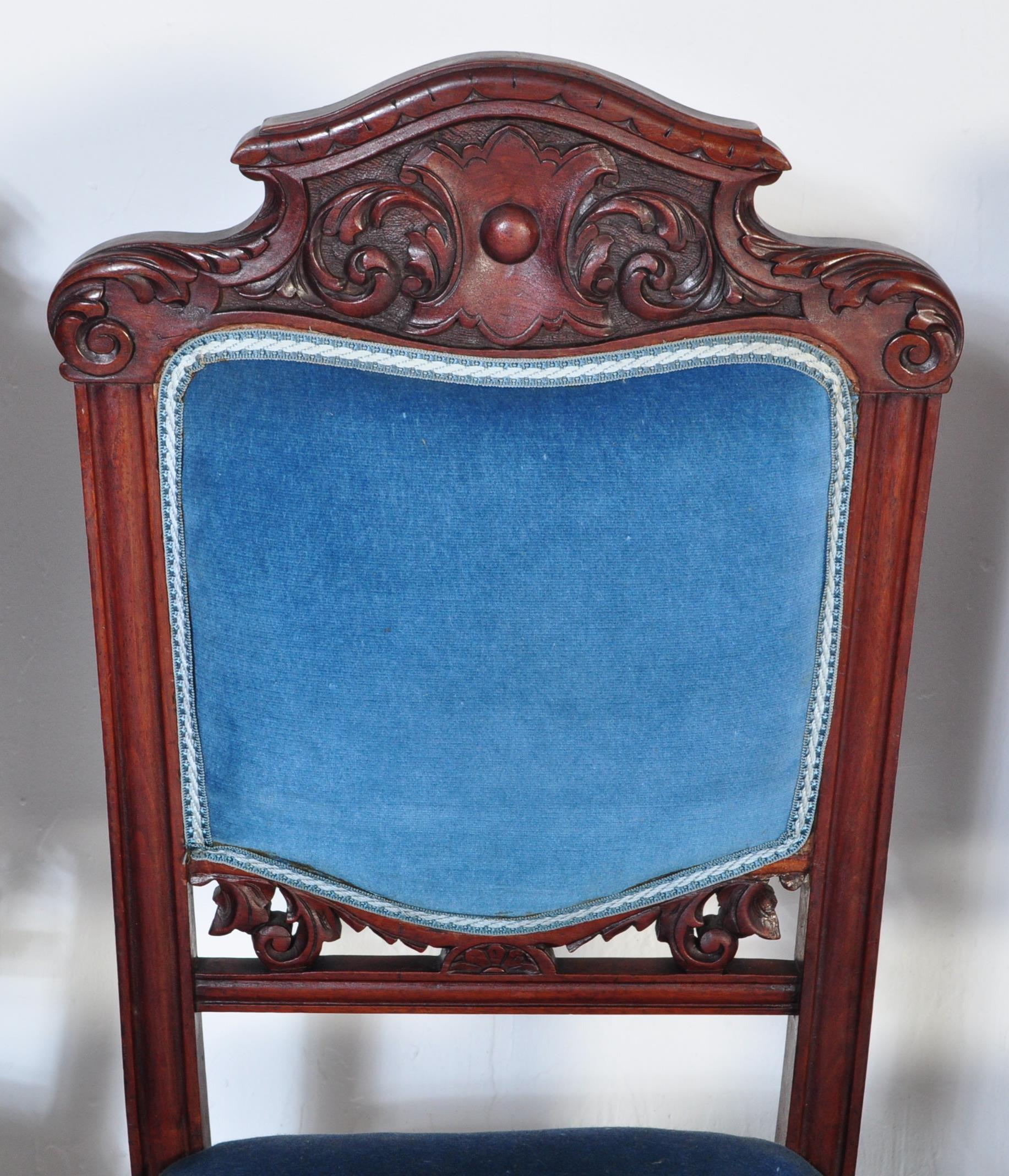 SET 4 VICTORIAN ART NOUVEAU MAHOGANY DINING CHAIRS - Image 3 of 5