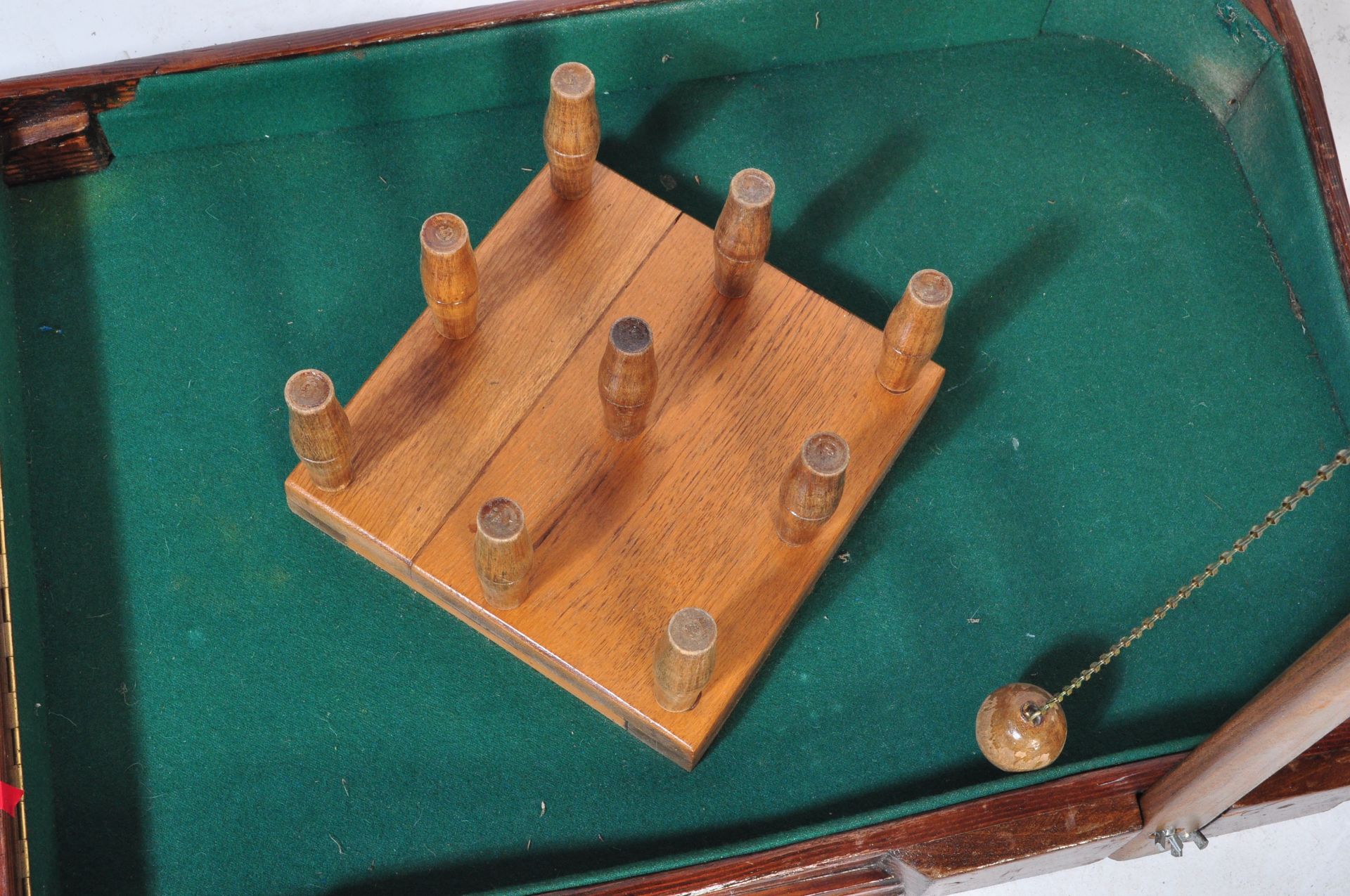 EARLY 20TH CENTURY MAHOGANY TABLE TOP SKITTLES GAME - Image 4 of 6