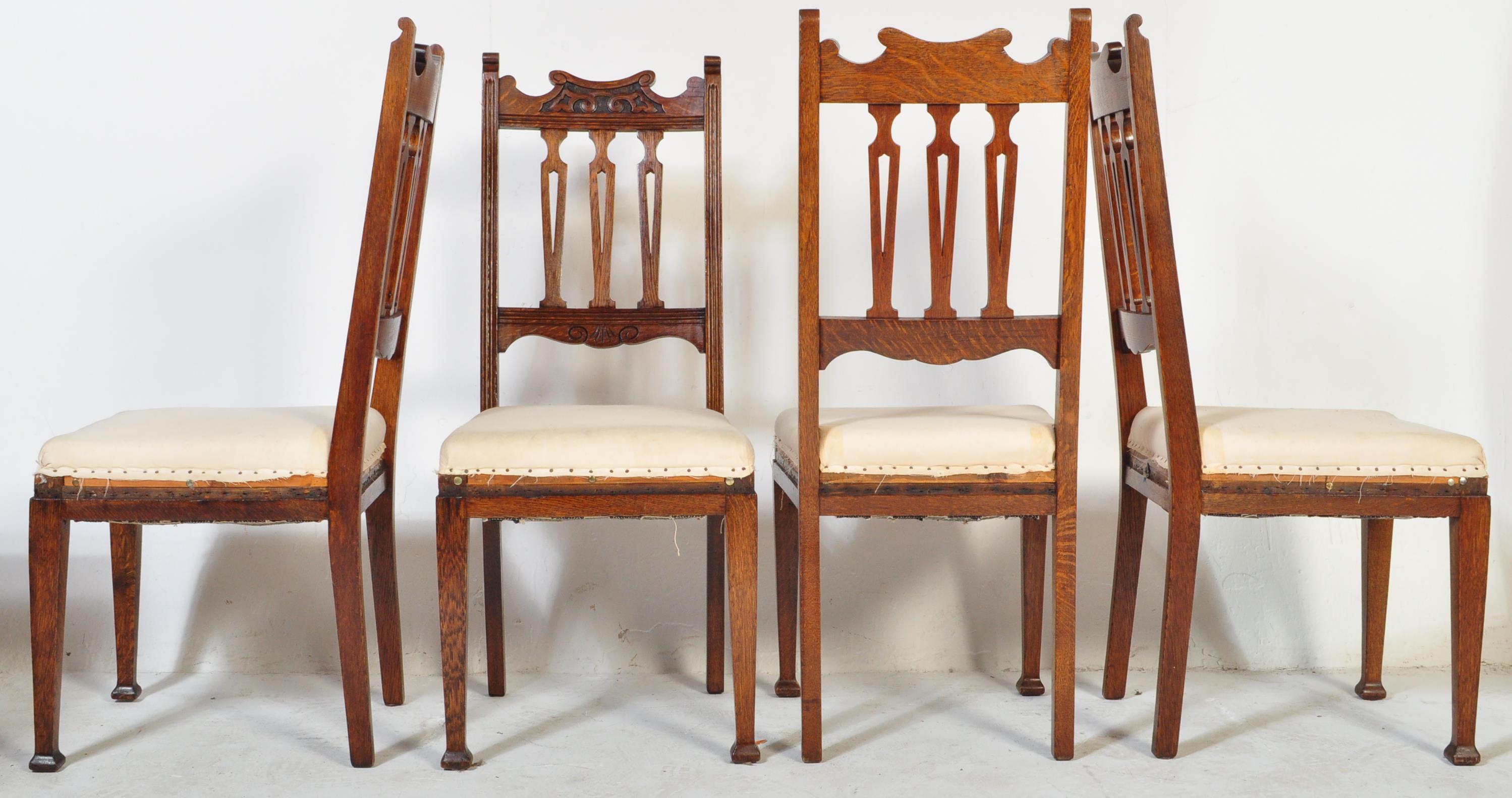 4 VICTORIAN 19TH CENTURY ARTS & CRAFTS OAK DINING CHAIRS - Image 3 of 5