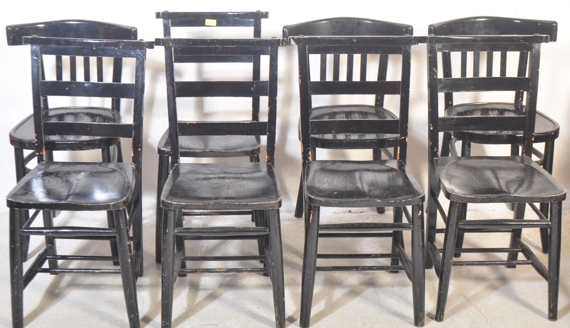 EIGHT VINTAGE EBONISED BLACK DINING CHAIRS - Image 2 of 4