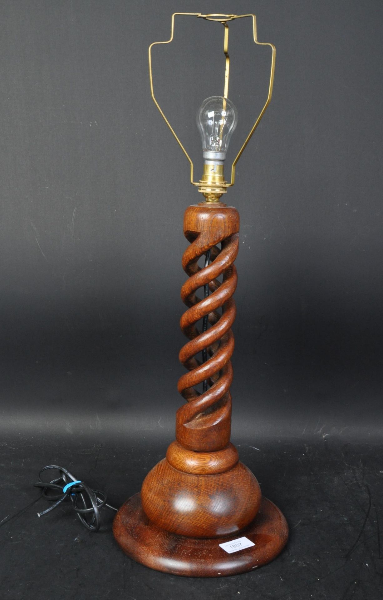 VINTAGE 20TH CENTURY OPEN PIERCED BARLEY TWIST LAMP
