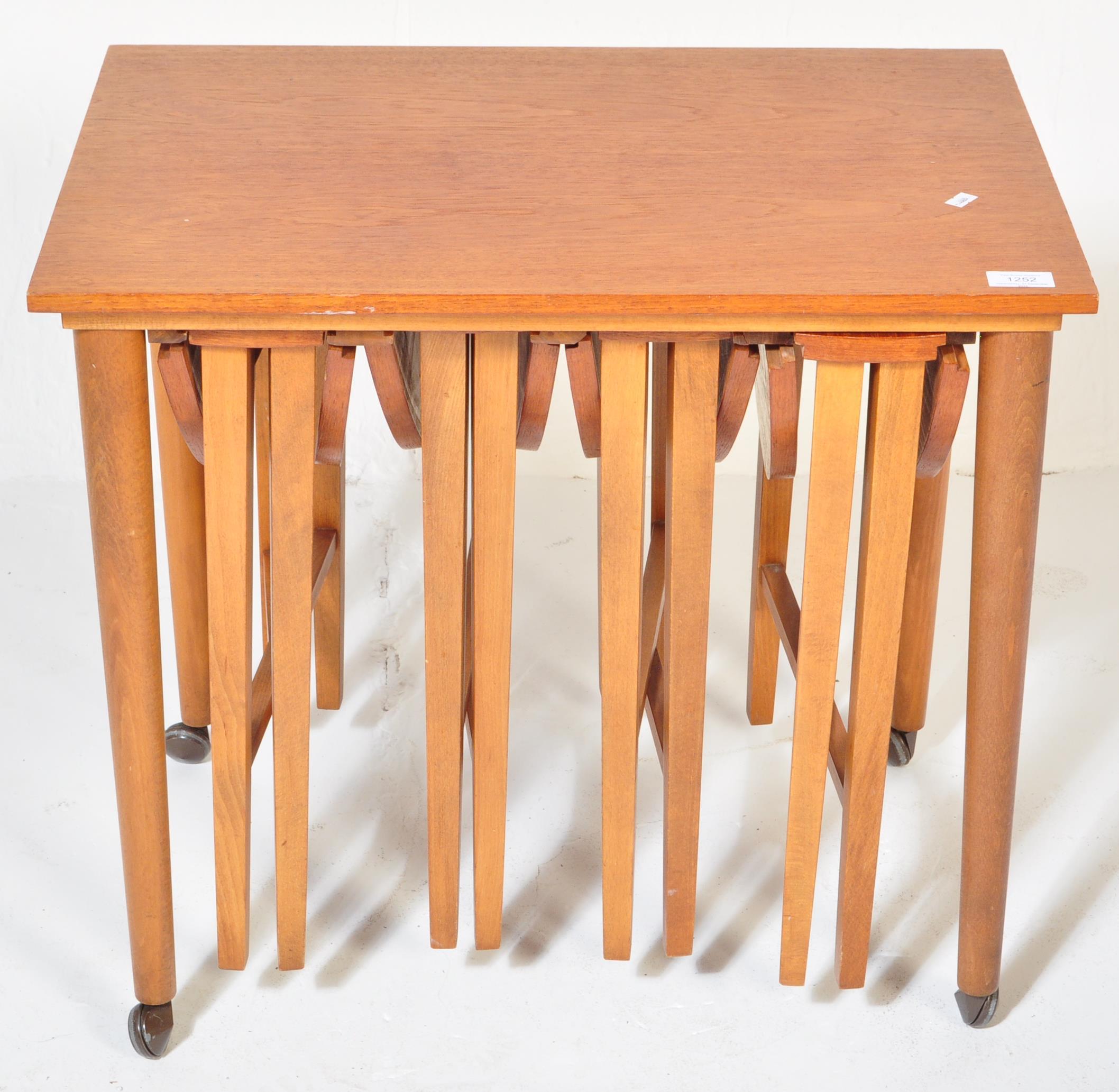 POUL HUNDEVAD - 1960S TEAK DROP LEAF NEST OF TABLES - Image 2 of 5