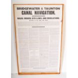 LARGE BRIDGEWATER & TAUNTON CANAL NAVIGATION POSTER