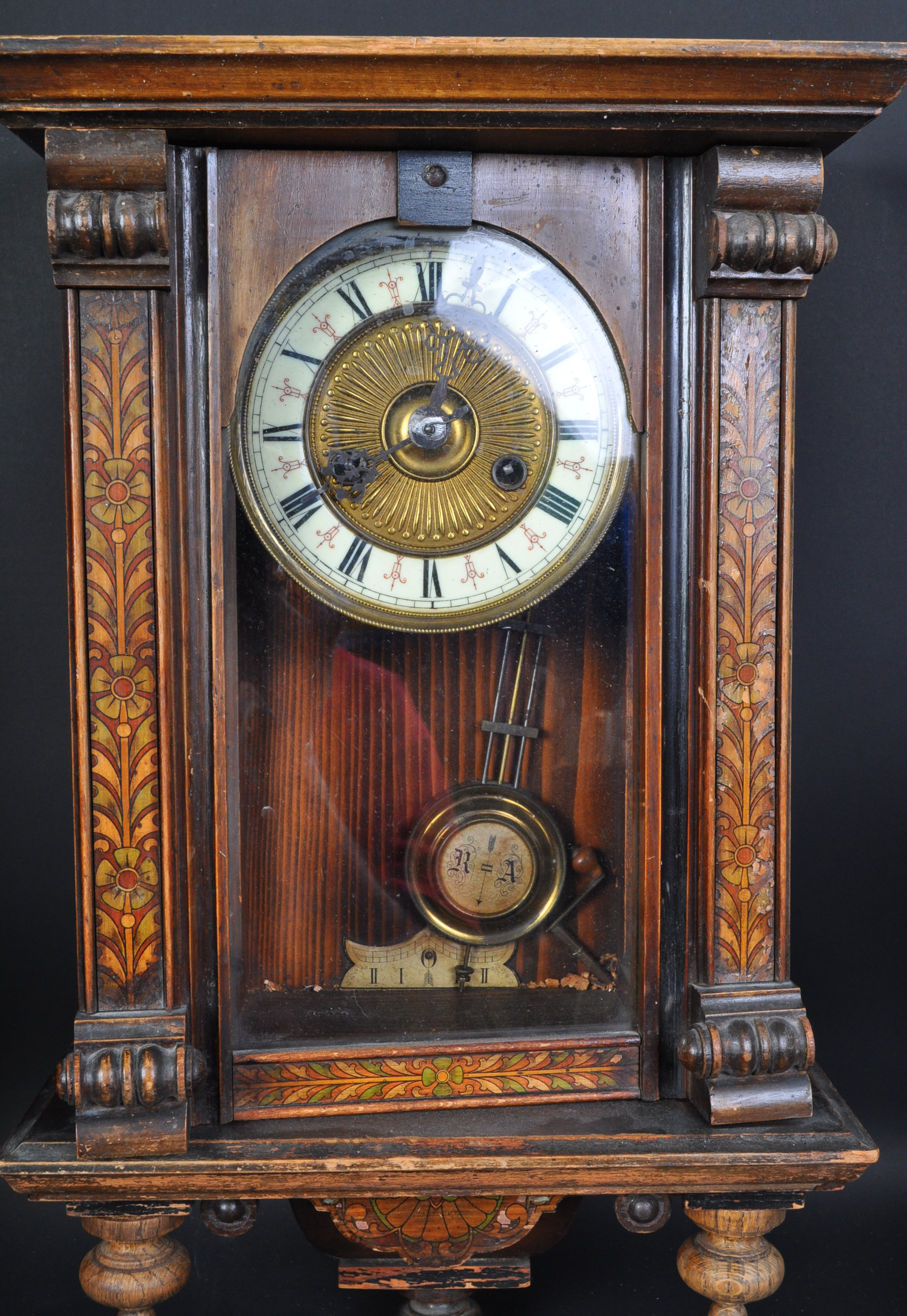 EARLY MARQUETRY WALL HANGING CLOCK & ANOTHER - Image 6 of 6