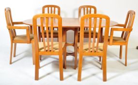 RETRO VINTAGE TEAK WOOD DINING SUITE WITH SIX CHAIRS