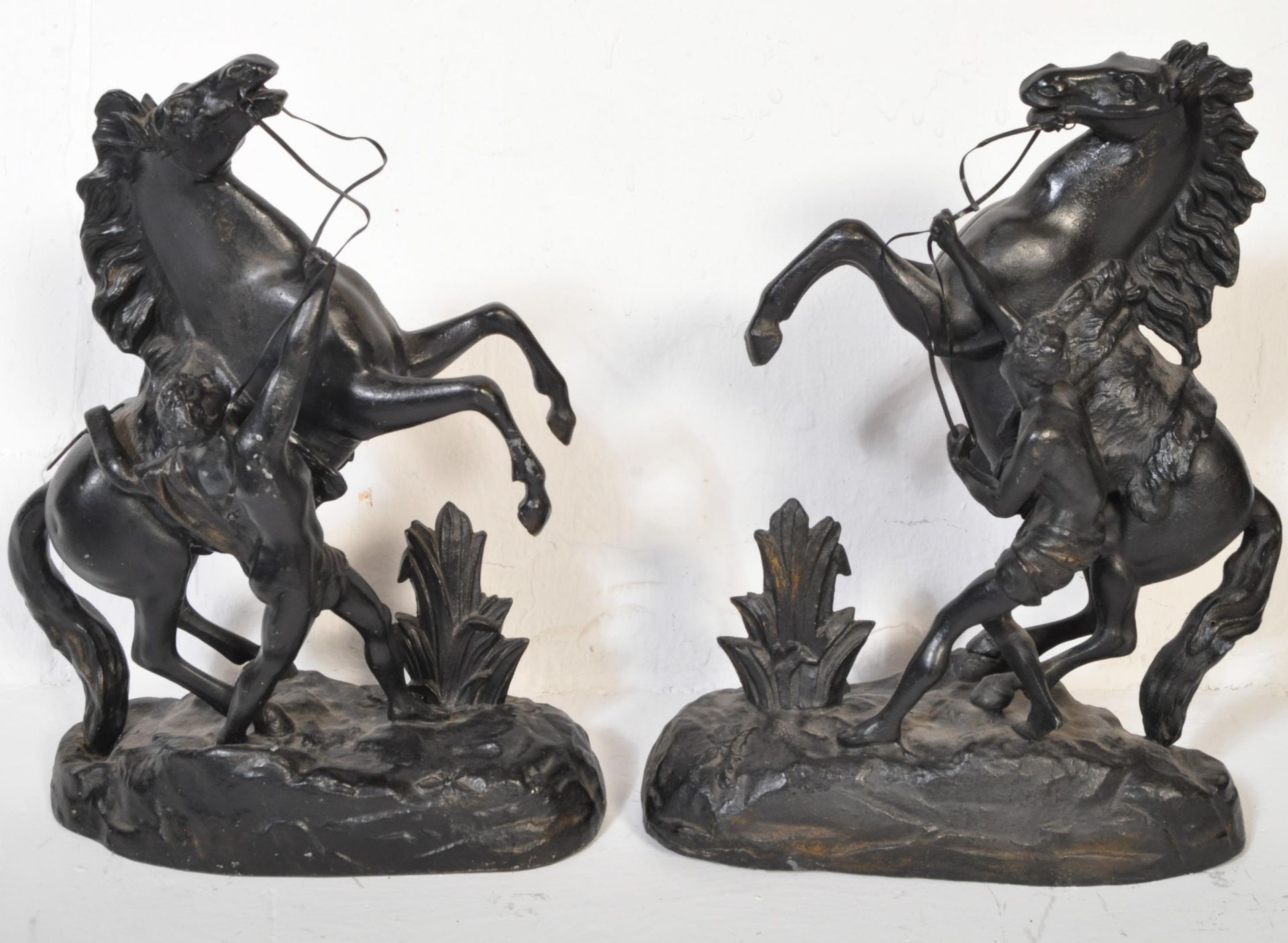 PAIR OF VICTORIAN SPELTER MARLEY HORSES