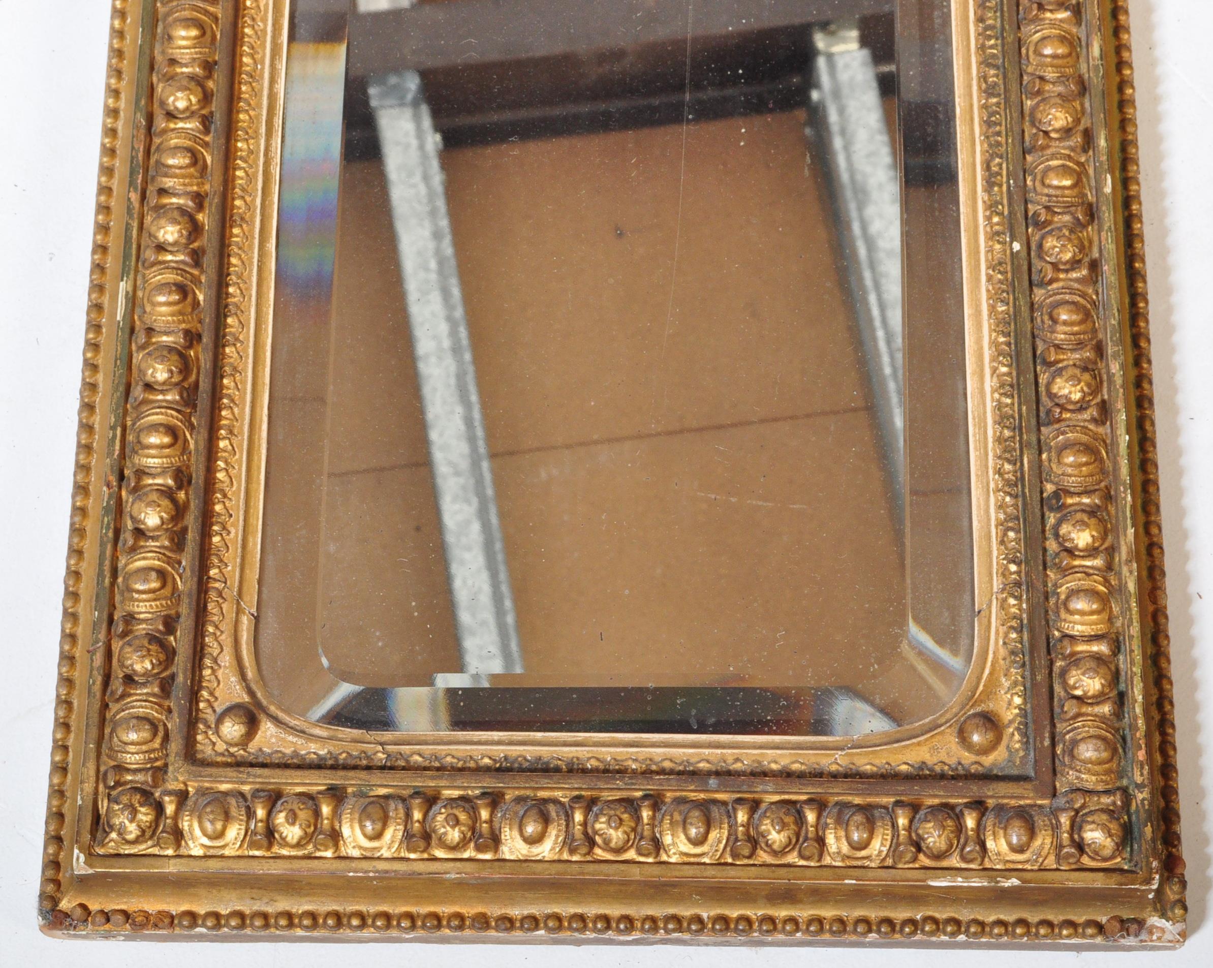 19TH CENTURY VICTORIAN GILT WOOD & GESSO WALL MIRROR - Image 3 of 4