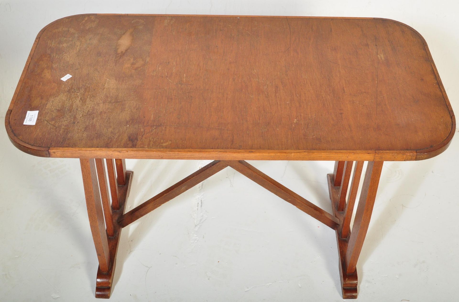 RETRO MID CENTURY TEAK TRESTLE SIDE TABLE - Image 4 of 4