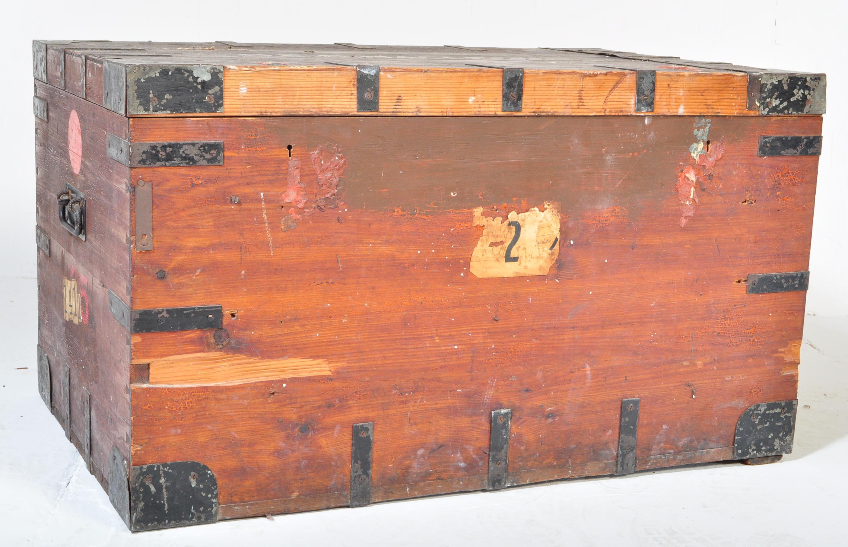 EARLY 20TH CENTURY CAMPAIGN - WORK BOX TRUNK CHEST