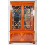 GEORGE III STYLE YEW WOOD VENEER CHINA DISPLAY CABINET