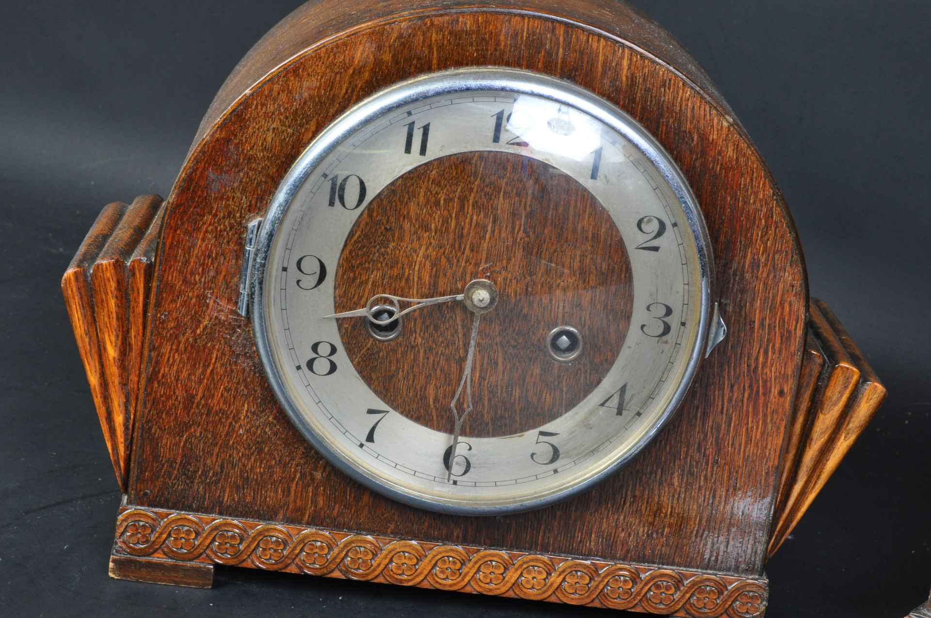 1940'S DOME TOP OAK CASED MANTEL CLOCK & ANOTHER - Image 2 of 4