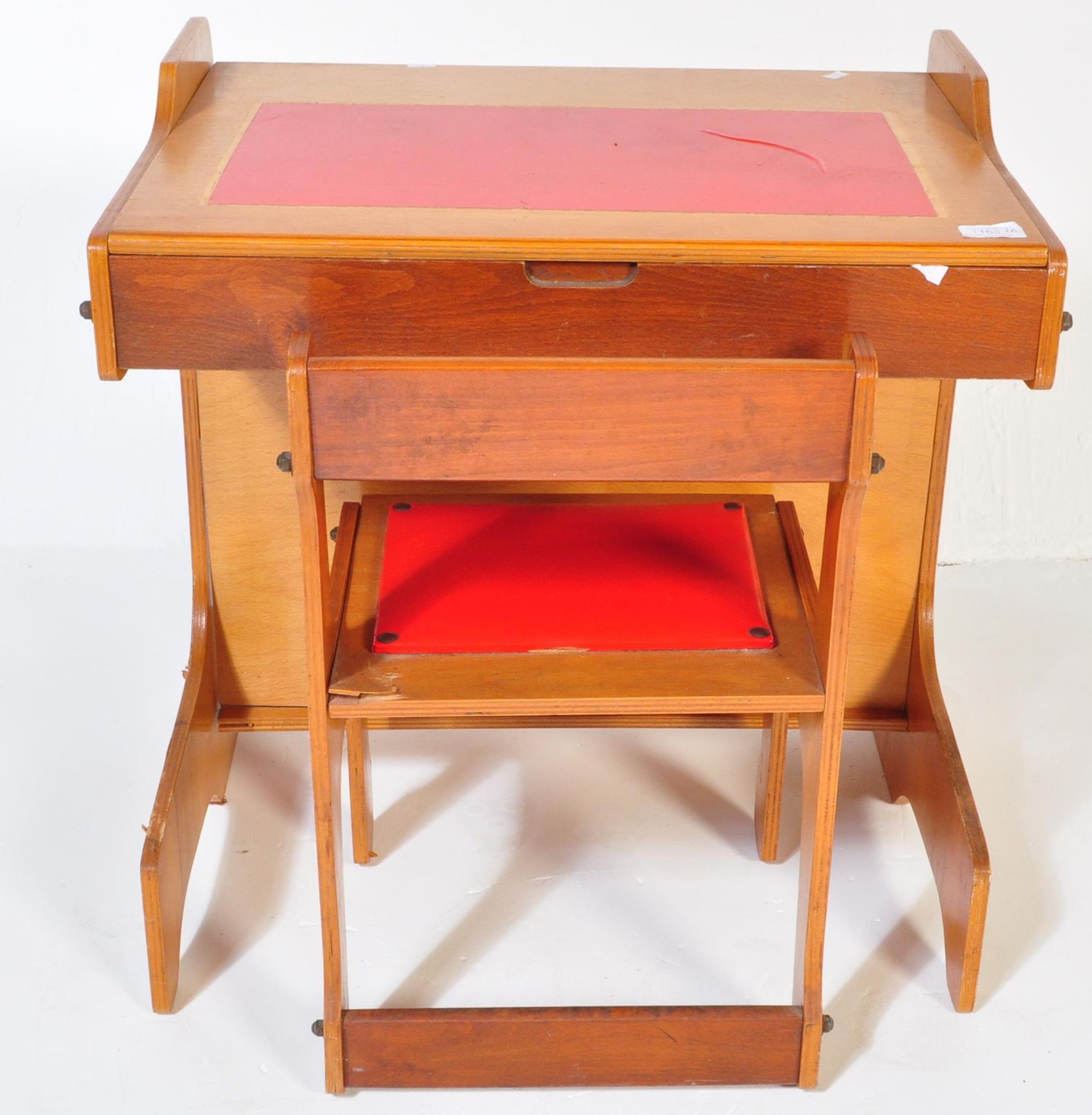 RETRO VINTAGE TEAK WOOD CHILDREN SCHOOL DESK & CHAIR - Image 2 of 5