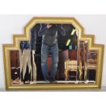 20TH CENTURY ART DECO STEPPED GILT MIRROR