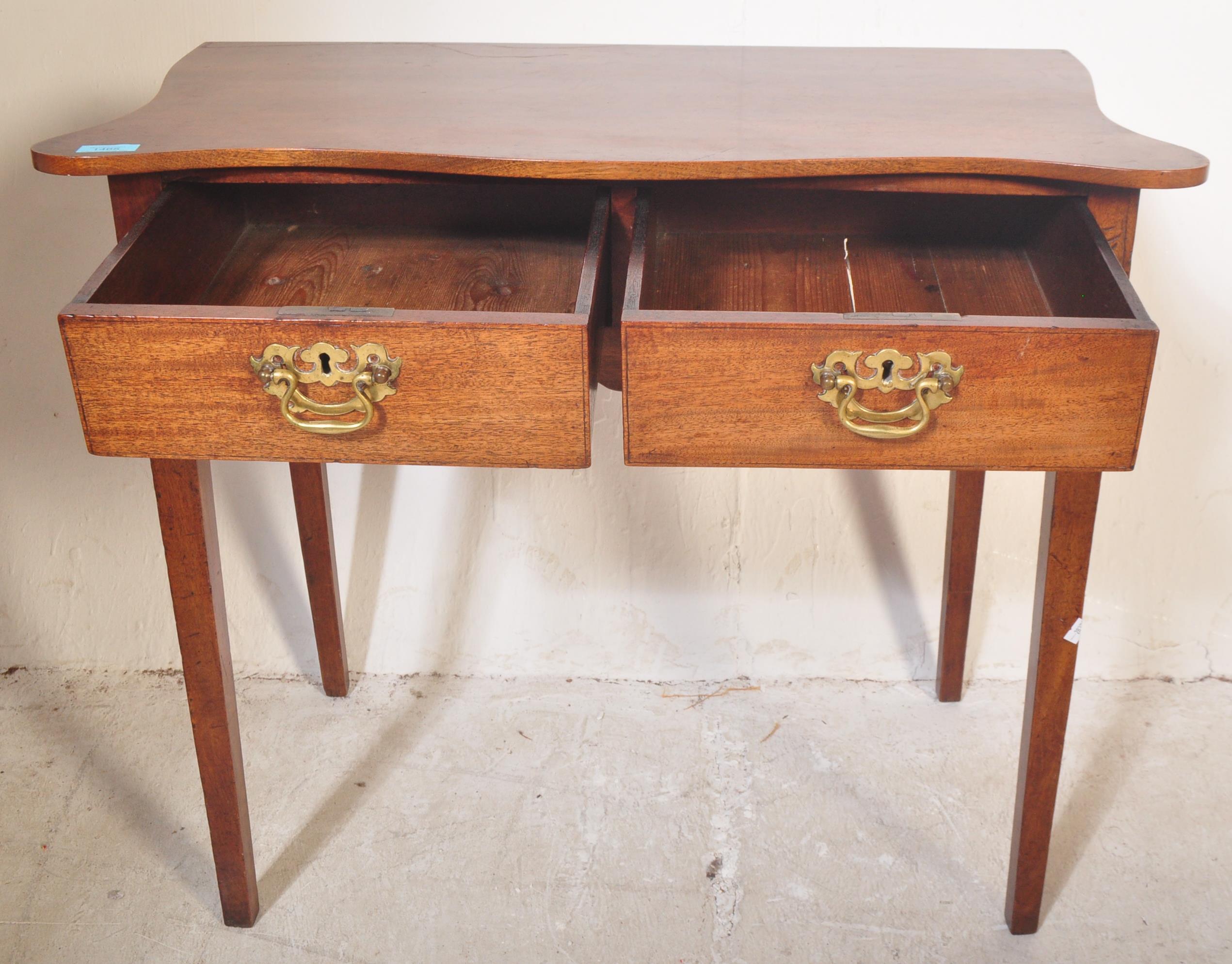 19TH CENTURY GEORGE III SERPENTINE MAHOGANY WRITING TABLE - Image 6 of 6