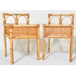 PAIR OF RETRO VINTAGE BAMBOO RATTAN BEDSIDE TABLES