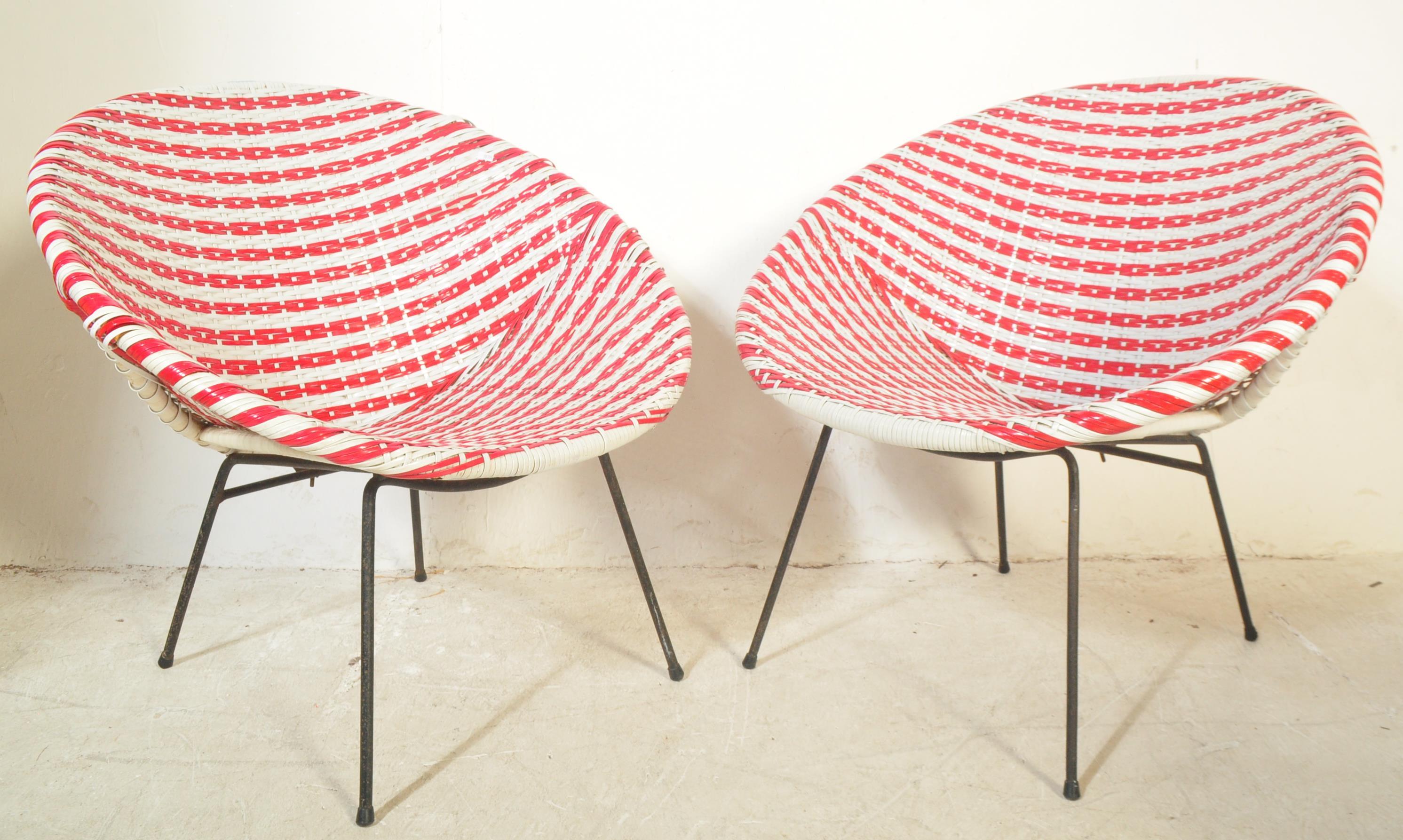 PAIR OF WICKER CANE COLOURED SATELLITE TUB ARMCHAIRS