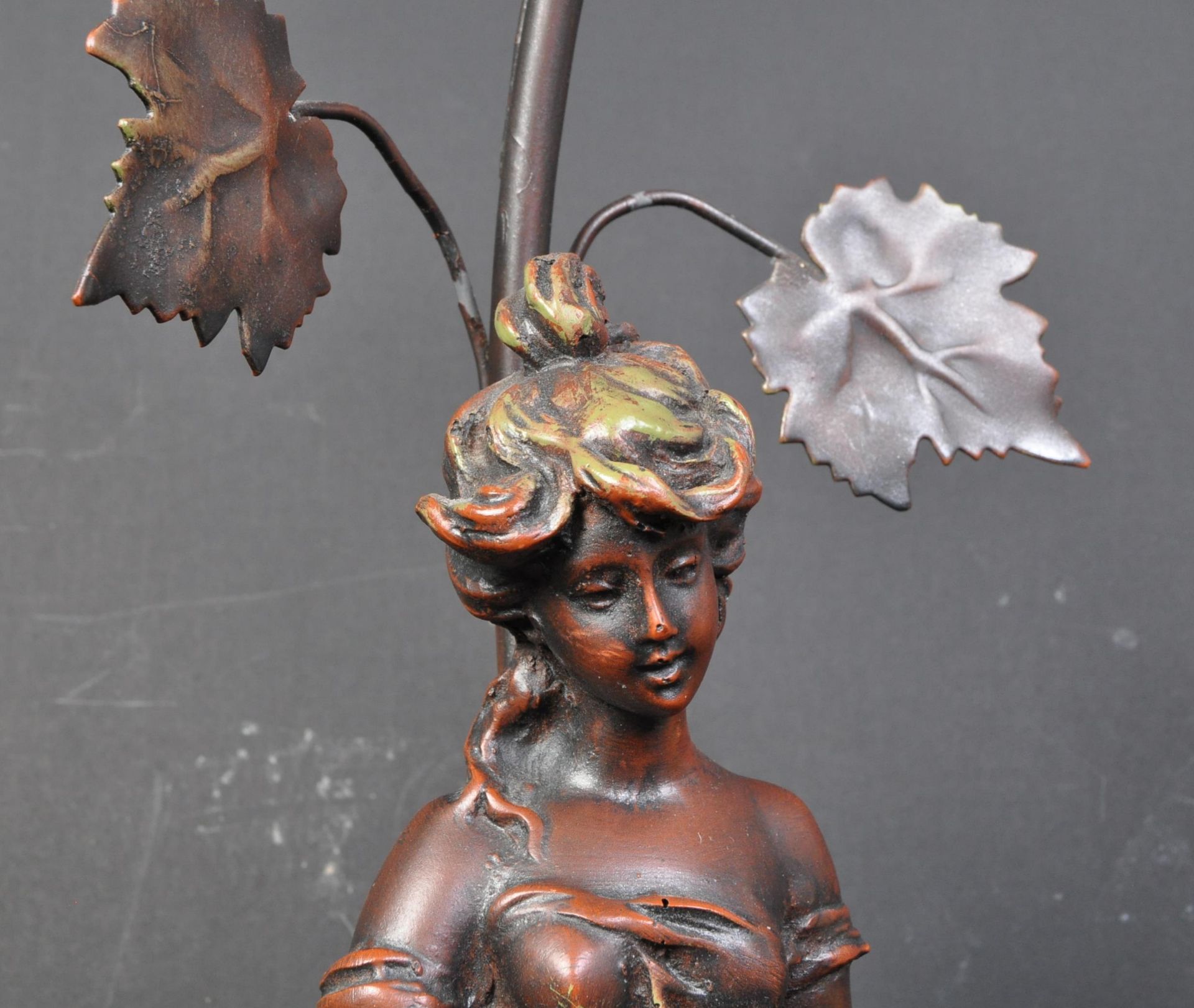 20TH CENTURY ART NOUVEAU BRONZE RESIN CAST LAMP LIGHT - Image 2 of 5