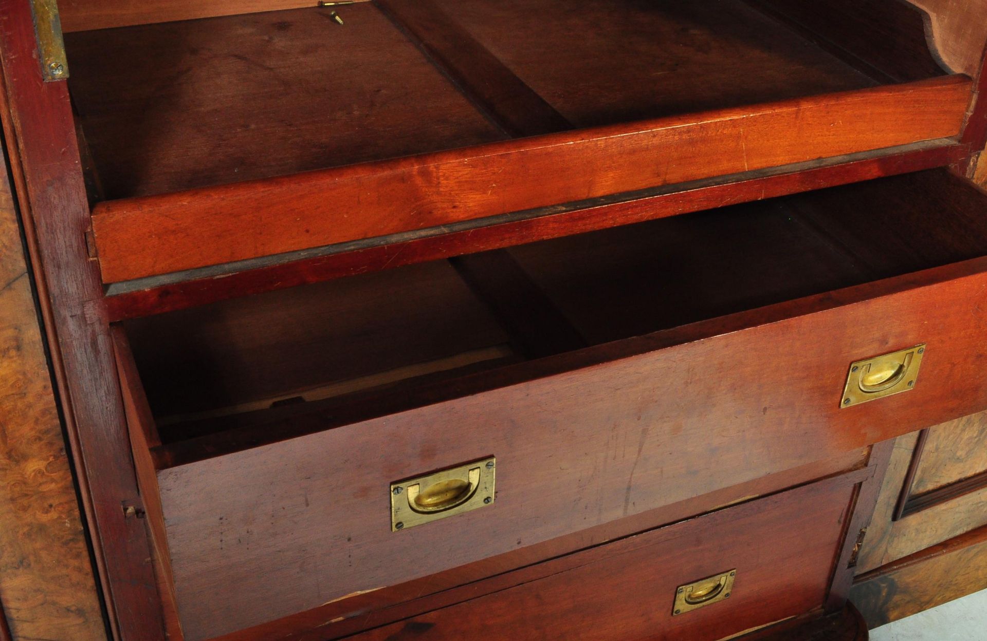 19TH CENTURY BURR WALNUT TRIPLE WARDROBE - Image 5 of 7