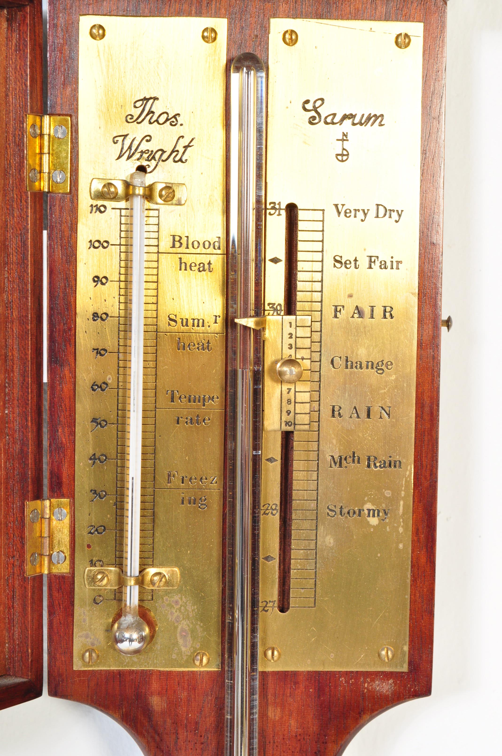 GEORGE III MAHOGANY THOMAS WRIGHT SARUM BAROMETER - Image 4 of 4