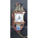 VINTAGE 20TH CENTURY DUTCH WOOD AND DELFT WALL CLOCK
