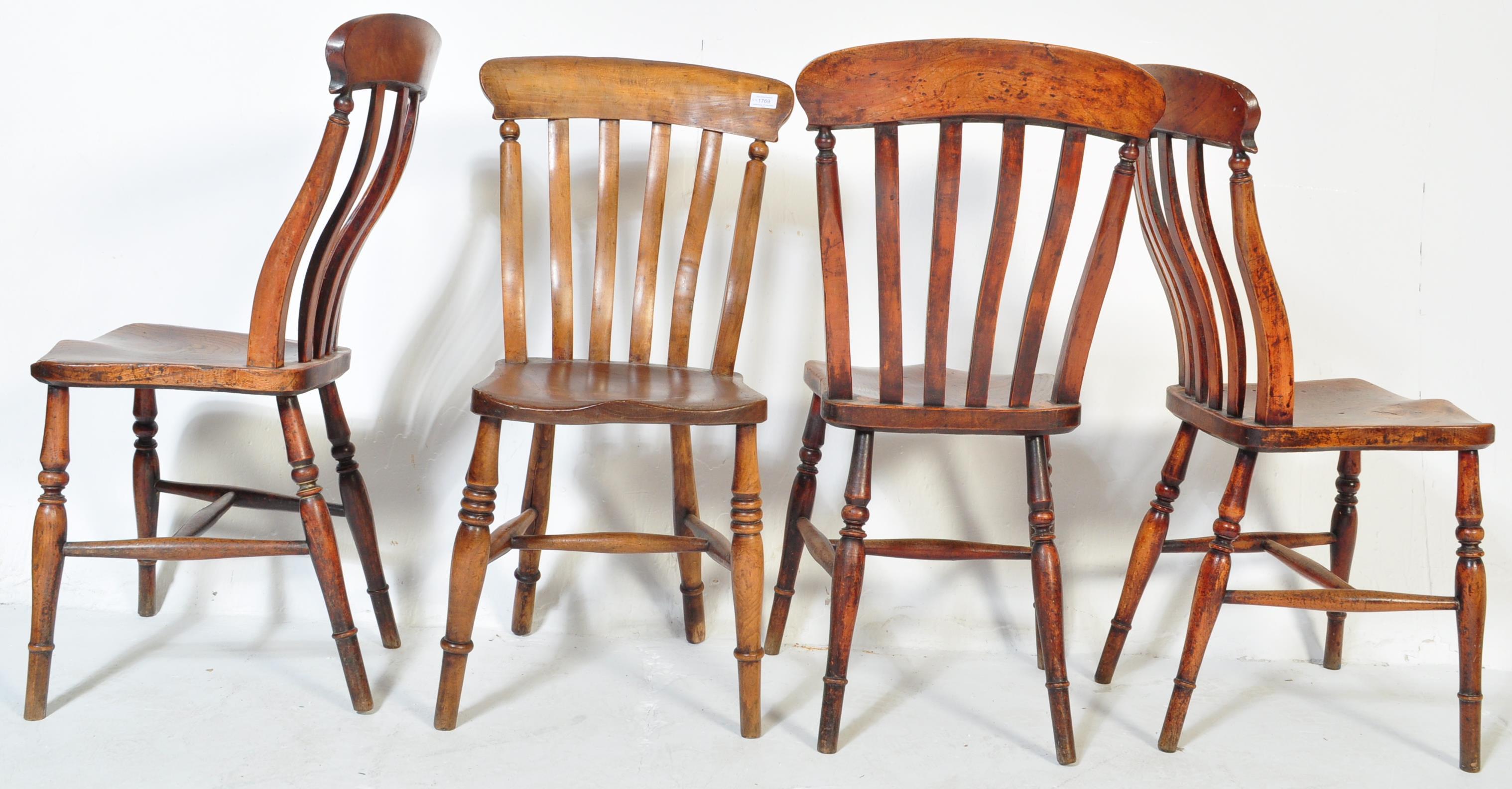 SET OF 4 19TH CENTURY BEECH & ELM WINDSOR DINING CHAIRS - Image 3 of 3