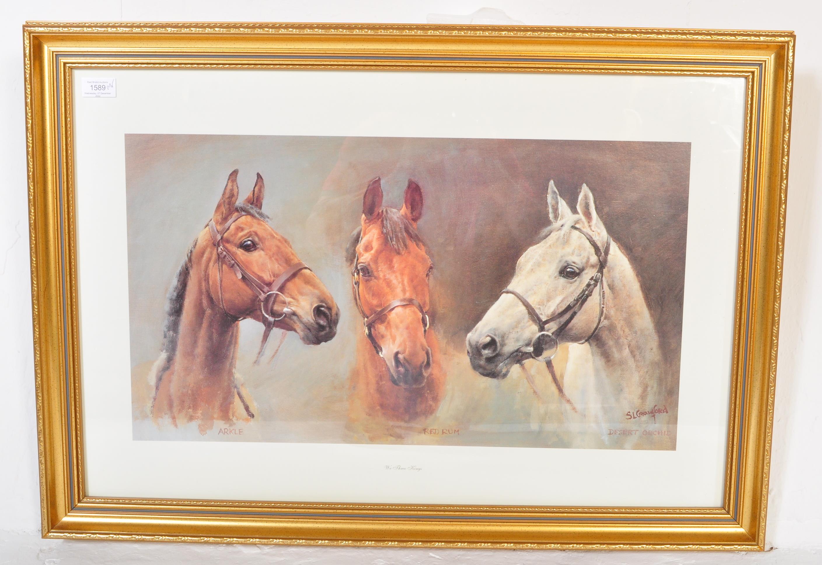 AFTER S L CRAWFORD FRAMED WE THREE KINGS HORSE PRINT - Image 2 of 7