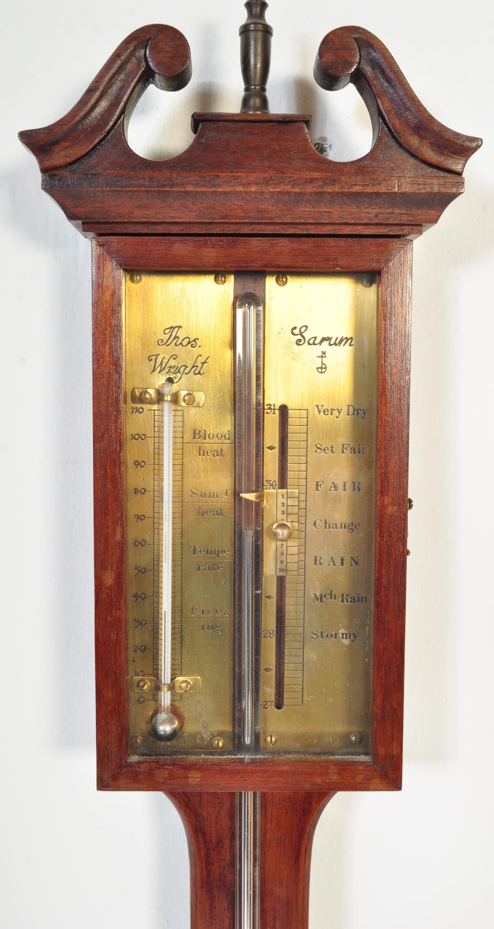 GEORGE III MAHOGANY THOMAS WRIGHT SARUM BAROMETER - Image 2 of 4